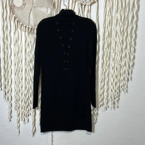 N:Philanthropy City Mini Black Wool/Cashmere T-neck Sweater Dress Open Back XS - Picture 10 of 13